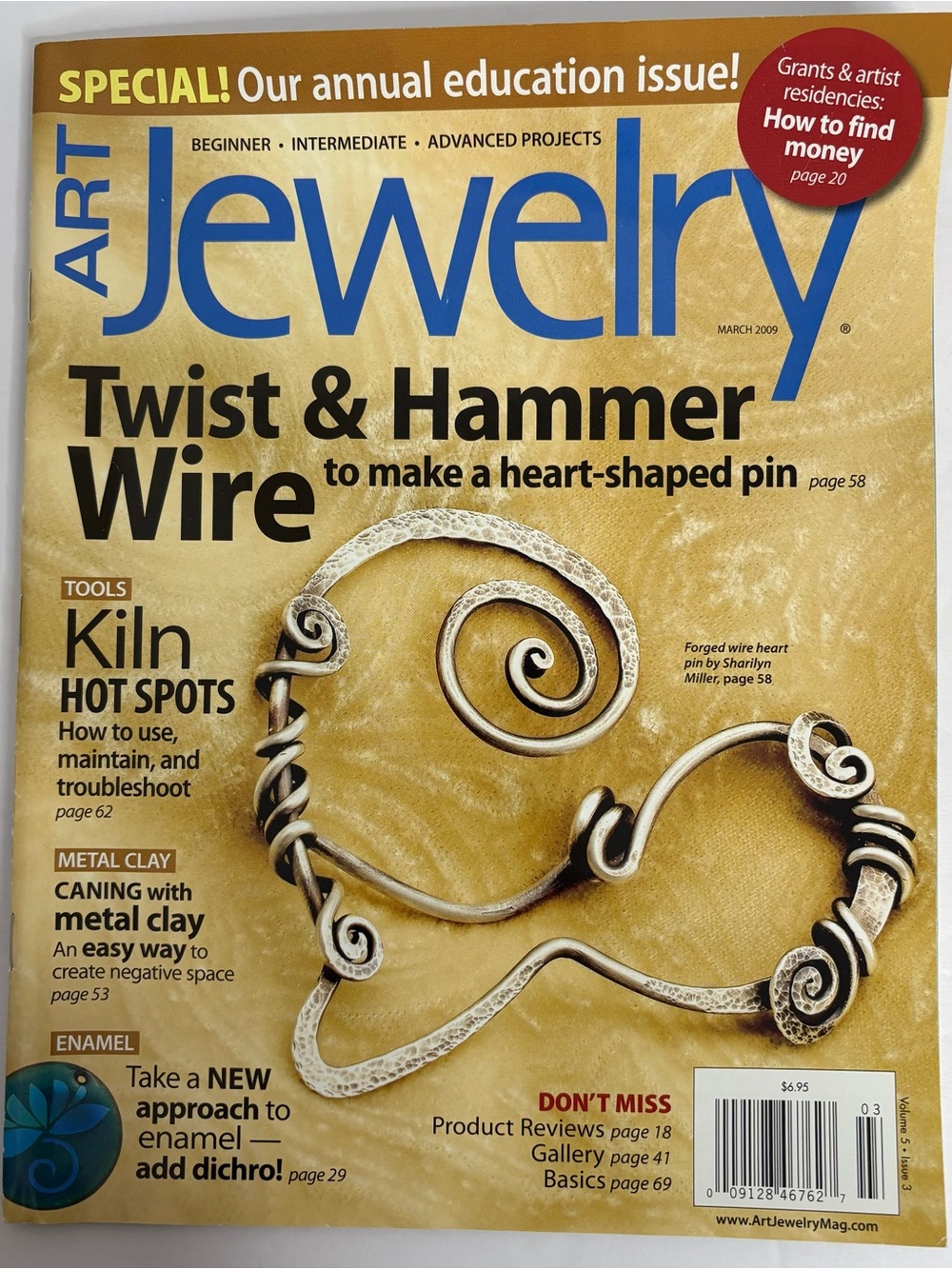 Art Jewelry Magazine - Twist & Hammer Wire Heart Pin Project March 2009